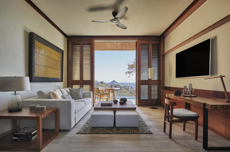 Luxury Four Seasons Tamarindo suite with modern sustainable furnishing and destination ocean view