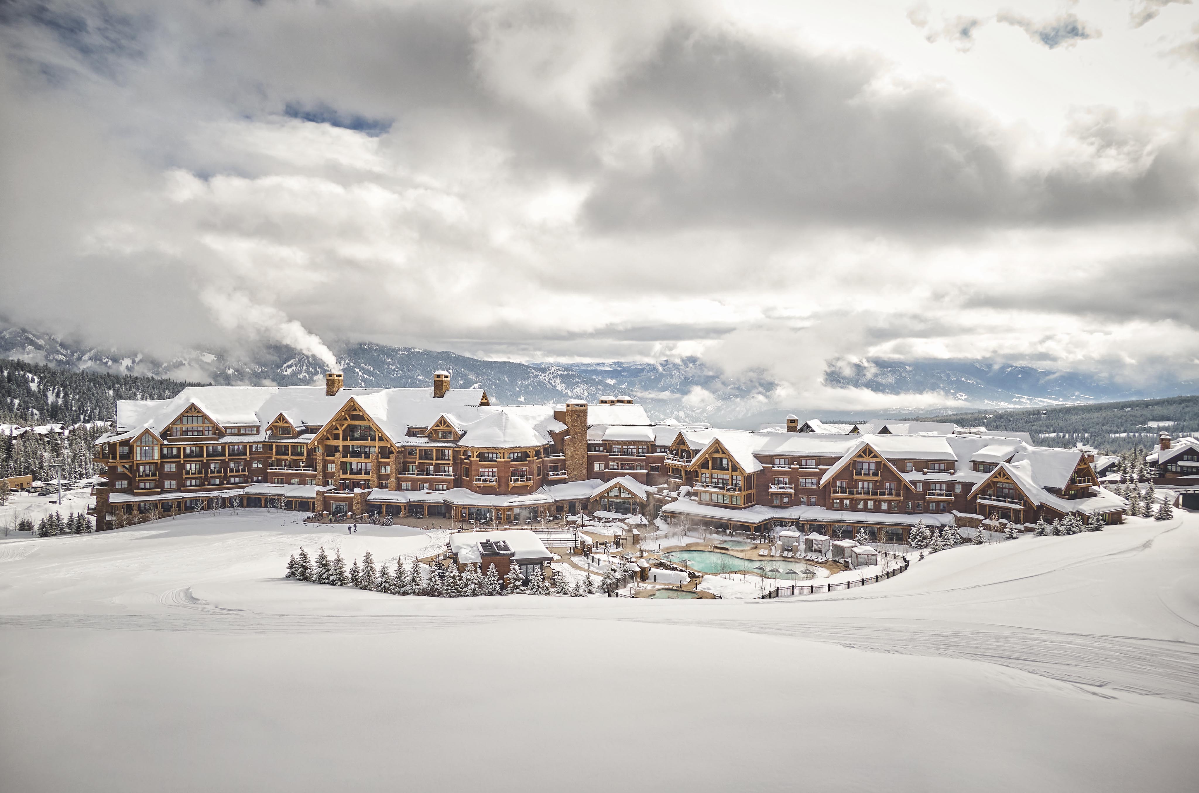 Montana hotel exterior snow covered
