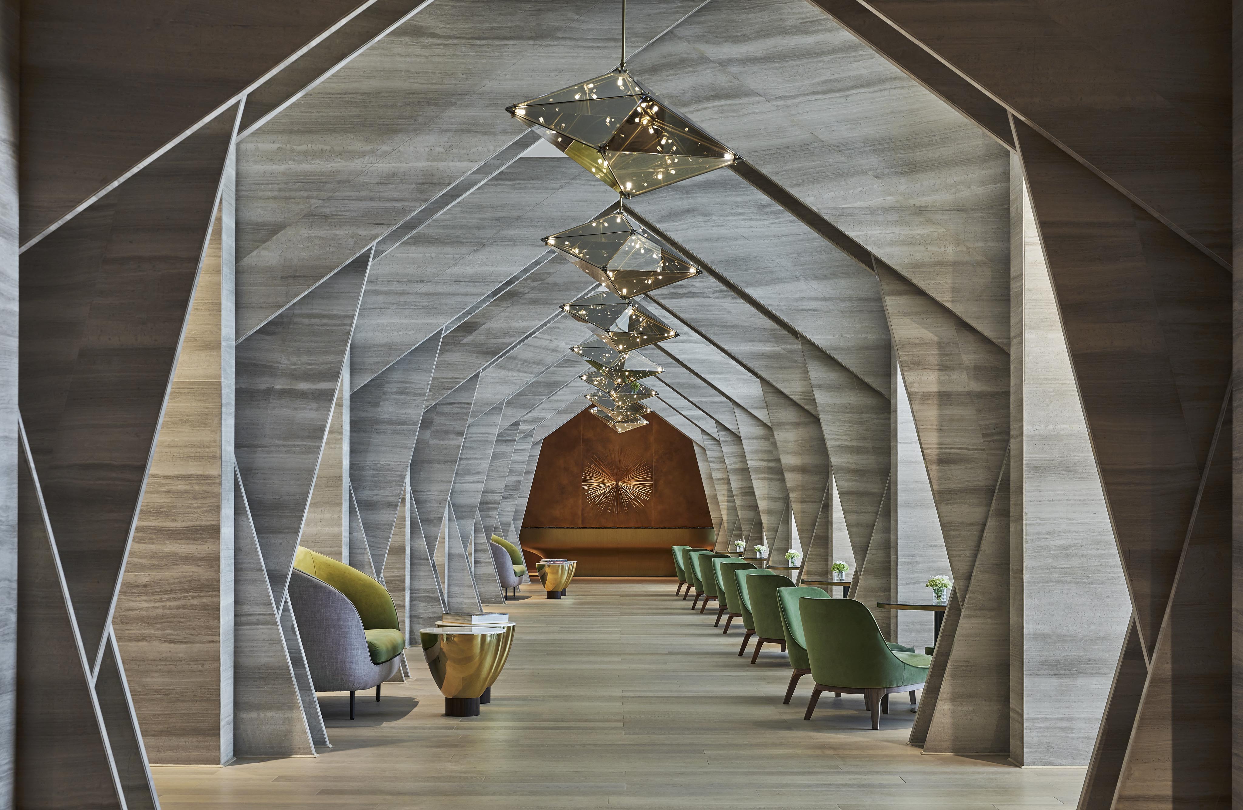 Hotel hallway pentagonal luxury dubai